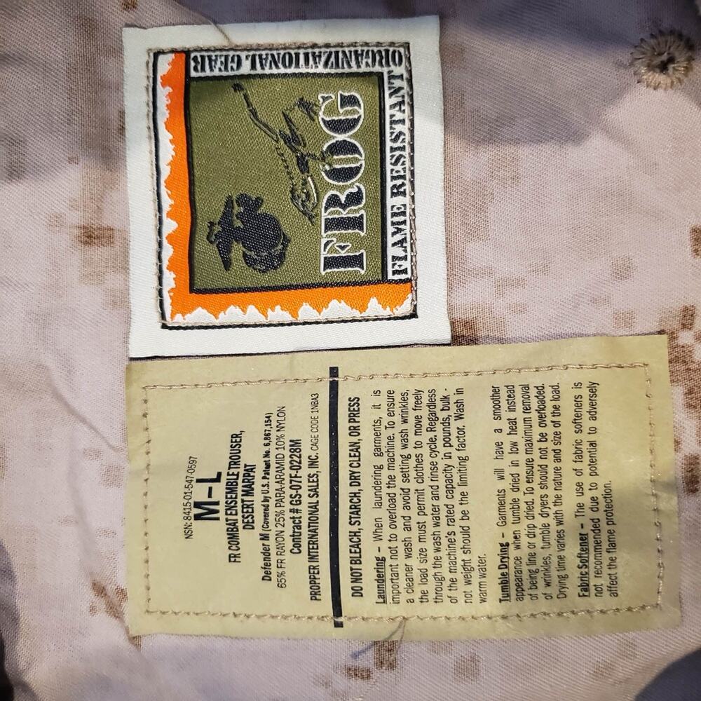Propper Cargo Pants Mens 32X34 Beige FROG Flame Resistant Desert MARPAT Camo - Picture 7 of 9